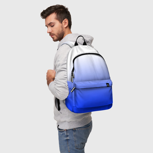 Рюкзак 3D с принтом Градиент бело-синий, фото на моделе #1