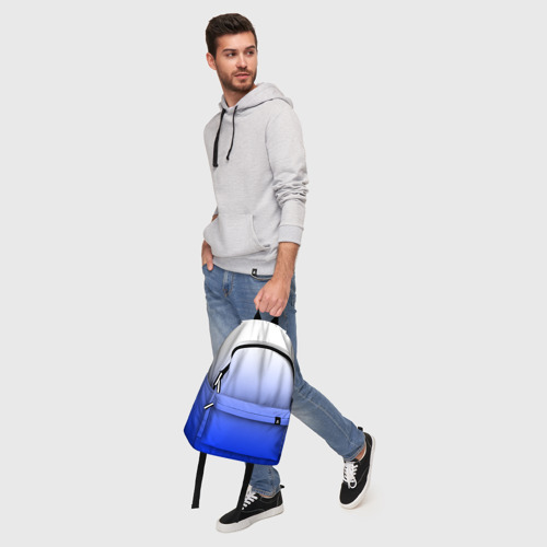 Рюкзак 3D с принтом Градиент бело-синий, фото #5