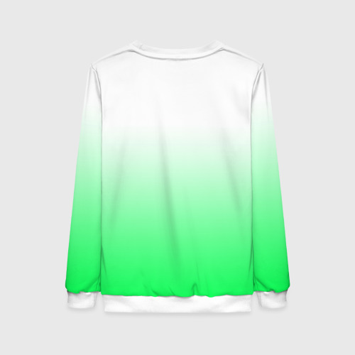 Женский свитшот 3D с принтом Градиент бело-зелёный, вид сзади #1