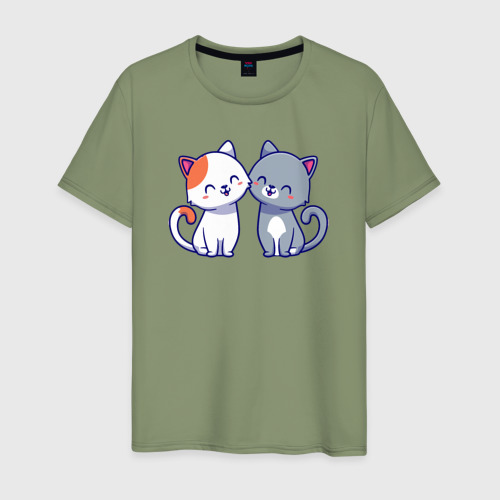 Мужская футболка хлопок Милейшие котики, цвет авокадо