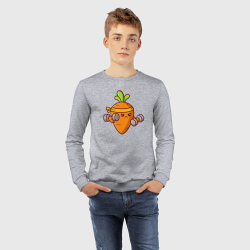 Детский свитшот хлопок Морковь на спорте, цвет меланж - фото 7