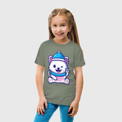 Детская футболка хлопок Котик в шапочке - фото 2