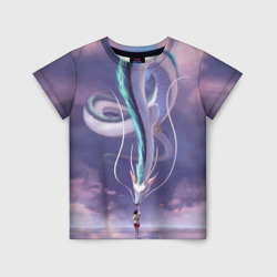Детская футболка 3D Унесенные призраками- дракон и девочка