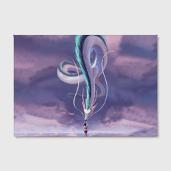 Холст с принтом Унесенные призраками- дракон и девочка для любого человека, вид спереди №2. Цвет основы: белый