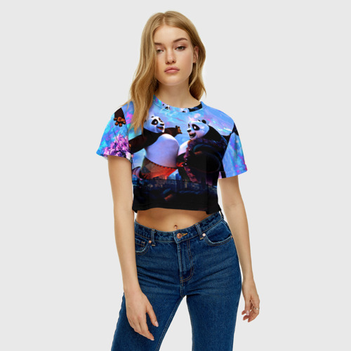 Женская футболка Crop-top 3D Кунг-фу Панда Friend, цвет 3D печать - фото 3