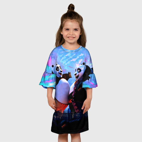 Детское платье 3D с принтом Кунг-фу Панда Friend, вид сбоку #3