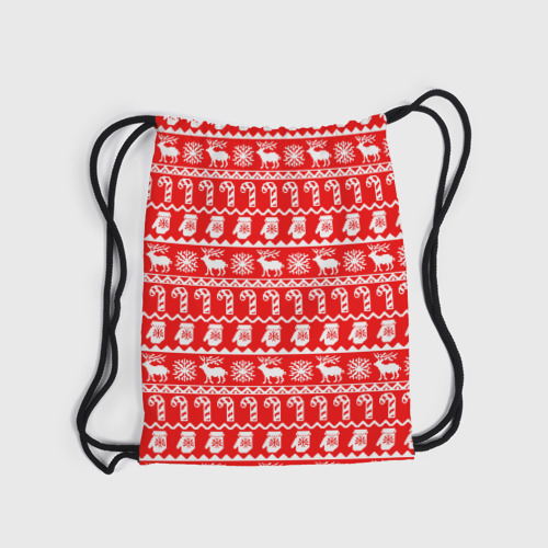 Рюкзак-мешок 3D Новогодний узор с оленями и снежинками - фото 6