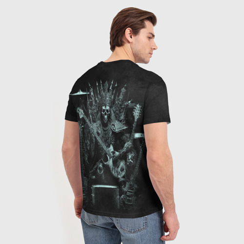 Мужская футболка 3D Скелет музыкант король метала на троне, цвет 3D печать - фото 4