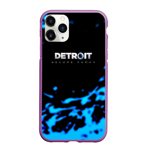 Чехол для iPhone 11 Pro Max матовый с принтом Detroit become human голубая кровь, вид спереди #2