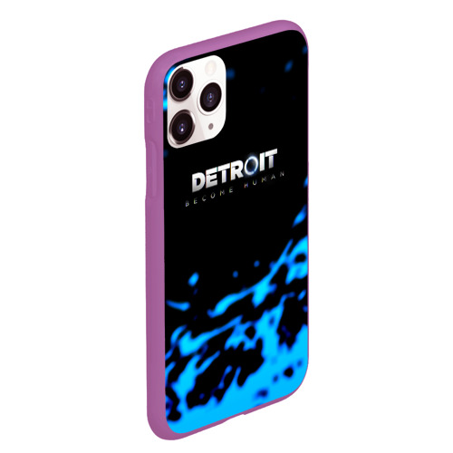 Чехол для iPhone 11 Pro Max матовый с принтом Detroit become human голубая кровь, вид сбоку #3