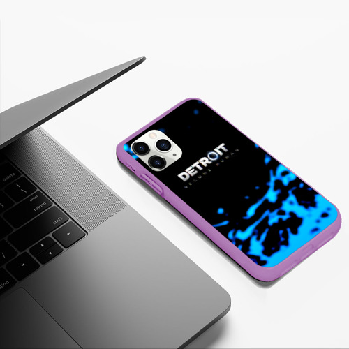 Чехол для iPhone 11 Pro Max матовый с принтом Detroit become human голубая кровь, фото #5