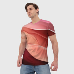 Мужская футболка 3D Нежная персиковая абстракция - фото 2