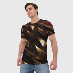 Мужская футболка 3D Золотые камни абстракт - фото 2