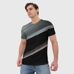 Мужская футболка 3D Black grey abstract  - фото 2