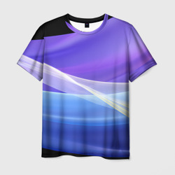 Мужская футболка 3D Фиолетовая и голубая  абстракция 