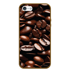 Чехол для iPhone 5/5S матовый Кофейные зёрна крупный паттерн