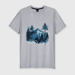 Мужская футболка хлопок Slim Графика горный пейзаж 