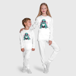 Пижама с принтом Тюлень в очках для ребенка, вид на модели спереди №5. Цвет основы: белый