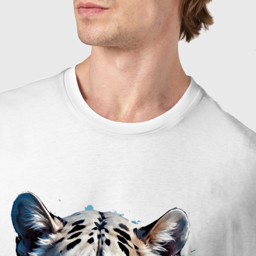 Мужская футболка хлопок Ирбис снежный барс, цвет белый - фото 6