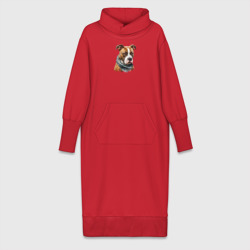 Платье удлиненное хлопок Амстафф рыже-тигровый с шейным платком