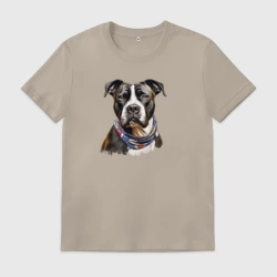 Мужская футболка хлопок Амстафф черно-белый с шейным платком