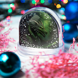 Игрушка Снежный шар Зеленый  дракон символ 2024 - фото 2