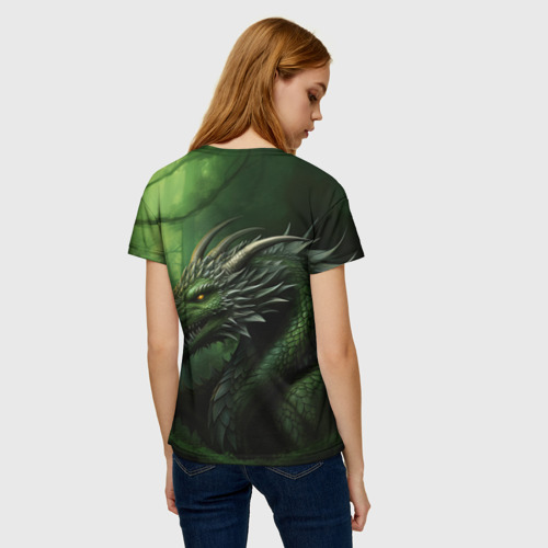 Женская футболка 3D Зеленый  дракон символ 2024, цвет 3D печать - фото 4
