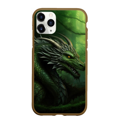 Чехол для iPhone 11 Pro Max матовый Зеленый  дракон символ 2024