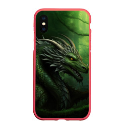 Чехол для iPhone XS Max матовый Зеленый  дракон символ 2024