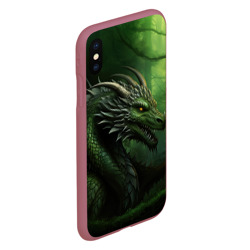 Чехол для iPhone XS Max матовый Зеленый  дракон символ 2024 - фото 2