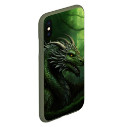 Чехол для iPhone XS Max матовый Зеленый  дракон символ 2024 - фото 2