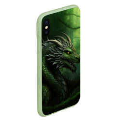 Чехол для iPhone XS Max матовый Зеленый  дракон символ 2024 - фото 2