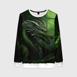 Женский свитшот 3D Зеленый  дракон символ 2024