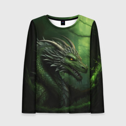 Женский лонгслив 3D Зеленый  дракон символ 2024
