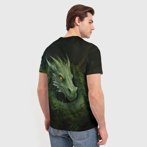 Мужская футболка 3D Символ года зеленый  дракон, цвет 3D печать - фото 4
