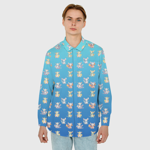 Мужская рубашка oversize 3D с принтом Самый милый дракон, фото на моделе #1