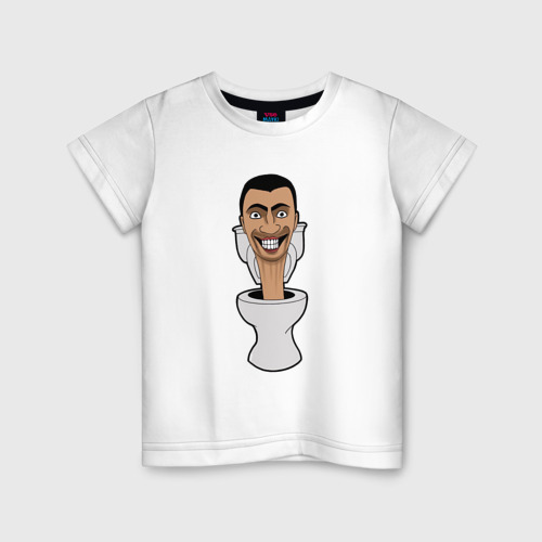 Детская футболка из хлопка с принтом Skibidi Toilet mad, вид спереди №1