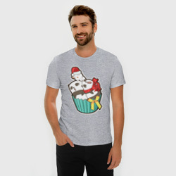 Мужская футболка хлопок Slim Пандочки и кот - фото 2