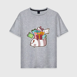 Женская футболка хлопок Oversize Панда и котик
