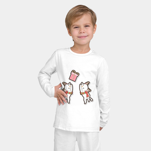 Детская пижама с лонгсливом хлопок с принтом Котики и подарок, фото на моделе #1