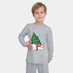 Детская пижама с лонгсливом хлопок Котик против елки - фото 2