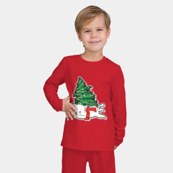 Детская пижама с лонгсливом хлопок Котик против елки - фото 2