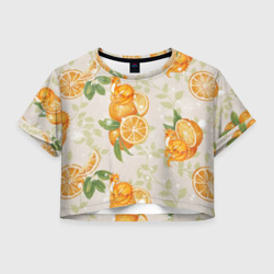 Женская футболка Crop-top 3D Мандариновое настроение оранжевый дракон 