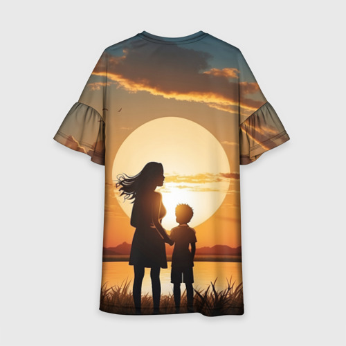 Детское платье 3D Мать и дитя на закате, цвет 3D печать - фото 2