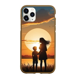 Чехол для iPhone 11 Pro Max матовый Мать и дитя на закате