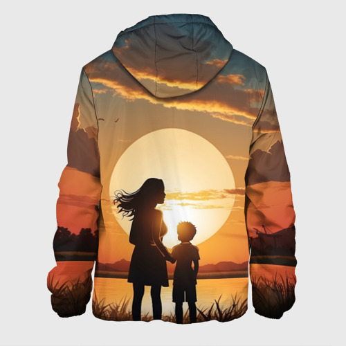 Мужская куртка 3D Мать и дитя на закате, цвет 3D печать - фото 2