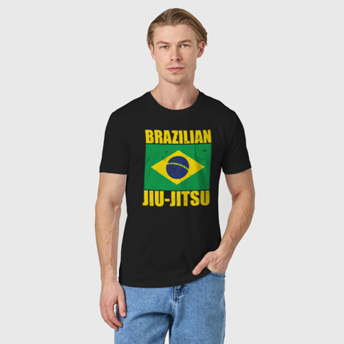Мужская футболка хлопок с принтом Brazilian jiu-jitsu, фото на моделе #1