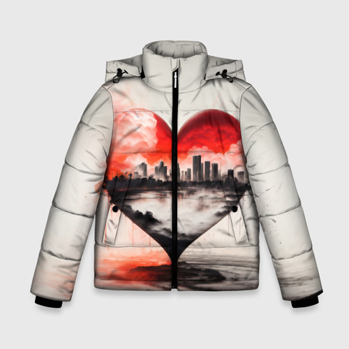 Зимняя куртка для мальчиков 3D Сердце города, цвет красный