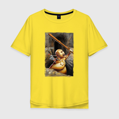 Мужская футболка хлопок Oversize с принтом Циклоп и воин, вид спереди #2