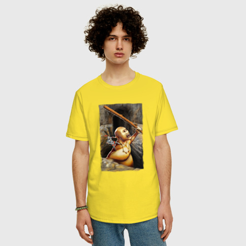 Мужская футболка хлопок Oversize с принтом Циклоп и воин, фото на моделе #1